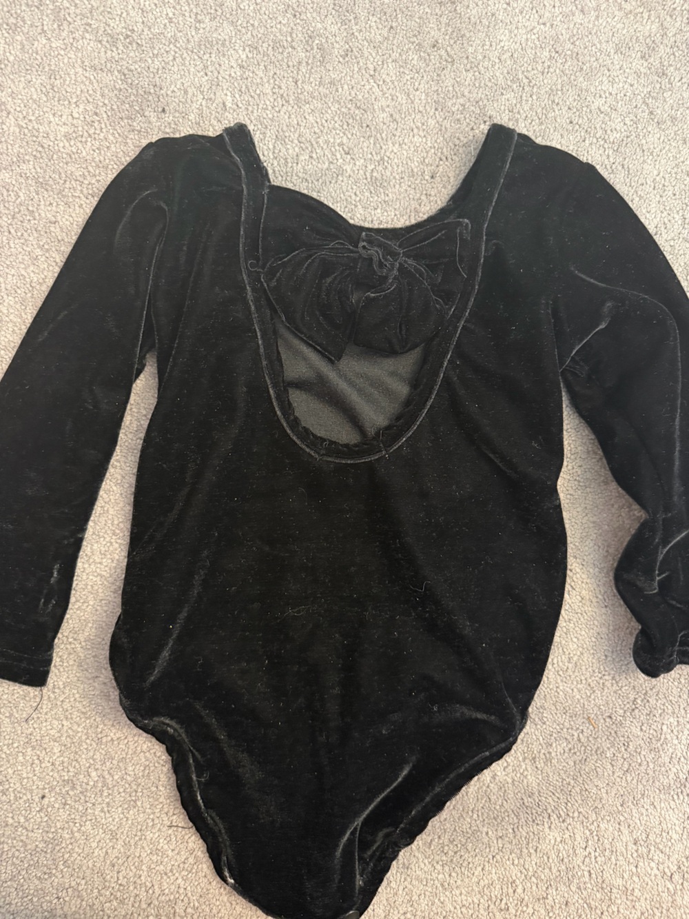 Velvet Long-Sleeve Black Bodysuit with Scoop Back
